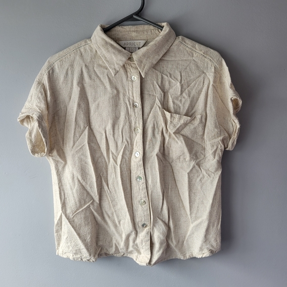Apricot button-up viscose linen top sz 6 - Picture 1 of 8